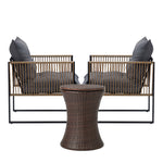 Outdoor Patio Set Ice Bucket Black & Brown Table Rattan Bistro Set 3pcs