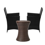 Outdoor Patio Set Ice Bucket Table Black/Brown Bistro Setting 3pcs