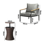 Outdoor Patio Set Ice Bucket Brown Table Sofa Setting 3pcs