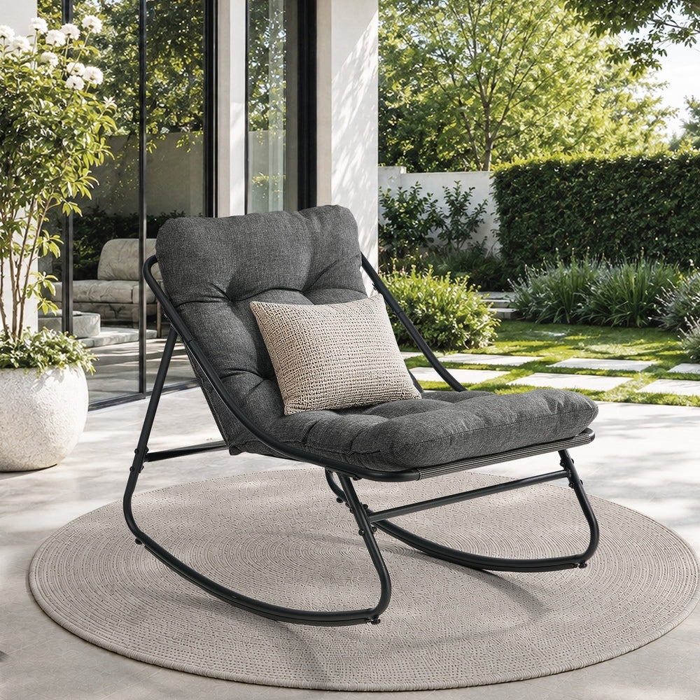 Outdoor Rocking Chair Grey Fabric 66x100x85cm
