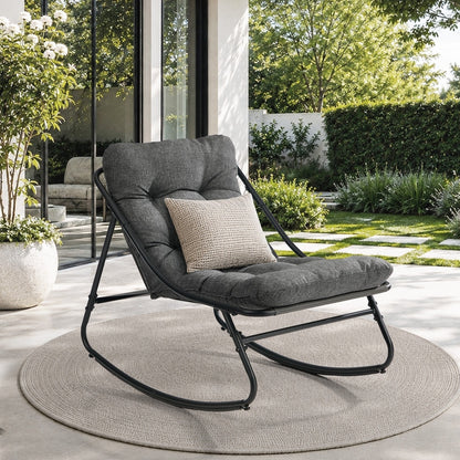 Outdoor Rocking Chair Grey Fabric 66x100x85cm