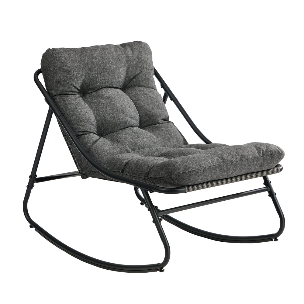Outdoor Rocking Chair Grey Fabric 66x100x85cm