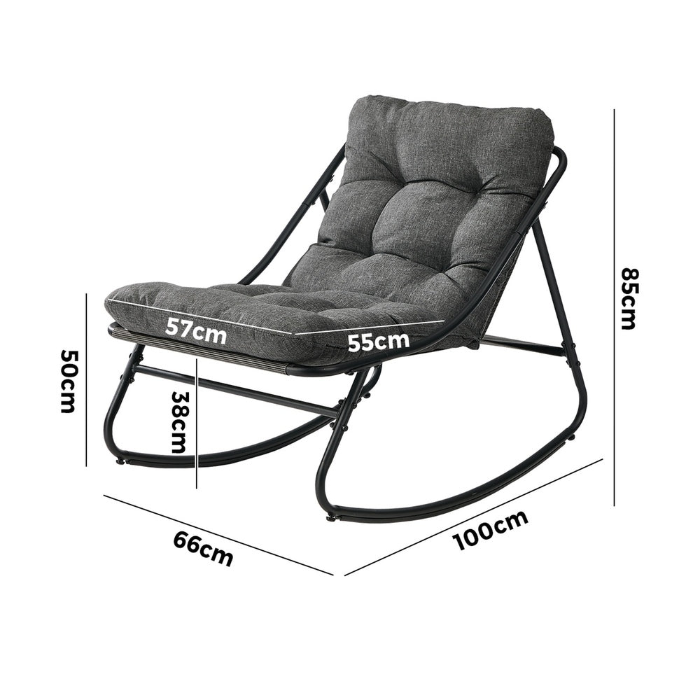 Outdoor Rocking Chair Grey Fabric 66x100x85cm