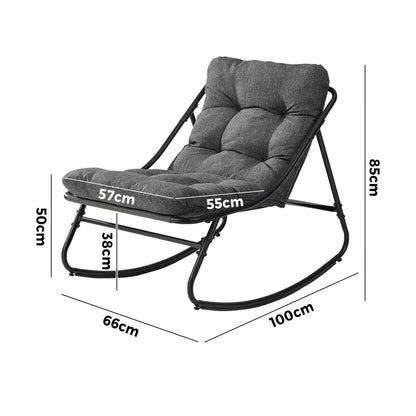Outdoor Rocking Chair Grey Fabric 66x100x85cm
