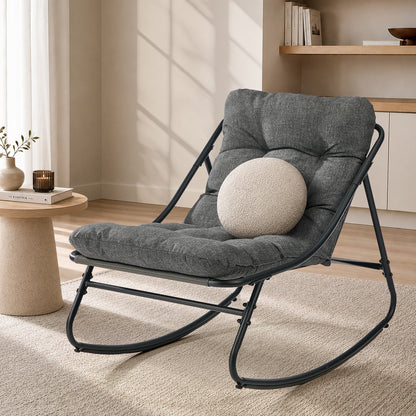 Outdoor Rocking Chair Grey Fabric 66x100x85cm
