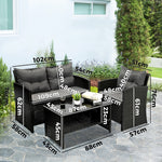 Outdoor Lounge Setting with a 4-Piece Wicker Sofa Chair Table Patio Set-Black\Grey