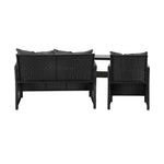 Outdoor Lounge Setting with a 4-Piece Wicker Sofa Chair Table Patio Set-Black\Grey