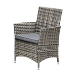 2X Outdoor Dining Chairs Rattan Outdoor Patio Chairs Furniture Grey