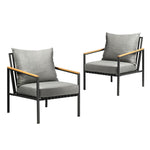 Outdoor Lounge Chairs Patio Furniture Garden Sofa with Cushions Set of 2