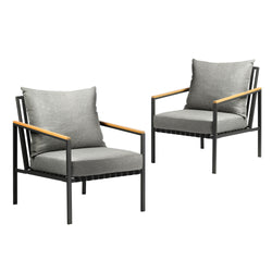 Outdoor Lounge Chairs Patio Furniture Garden Sofa with Cushions Set of 2