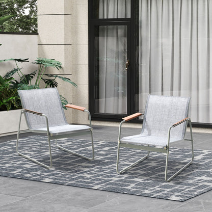 2PCS Outdoor Patio Armchair Textilene Weather-Resistant Garden Balcony Furniture
