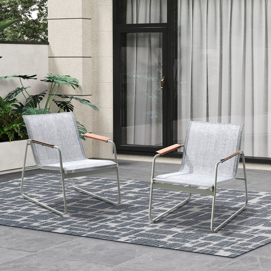 2PCS Outdoor Patio Armchair Textilene Weather-Resistant Garden Balcony Furniture
