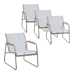 4PCS Outdoor Patio Armchairs Textilene Garden Chairs Set Weather-Resistant