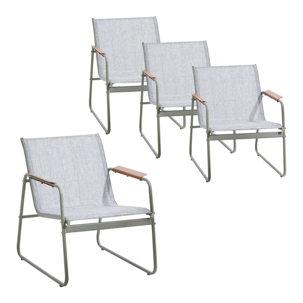  4PCS Outdoor Patio Armchairs Textilene Garden Chairs Set Weather-Resistant