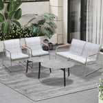 4-Seater Outdoor Lounge Set Grey Patio Furniture Table Chairs Garden Set