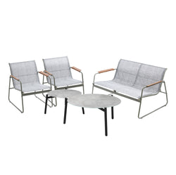 4-Seater Outdoor Lounge Set Grey Patio Furniture Table Chairs Garden Set