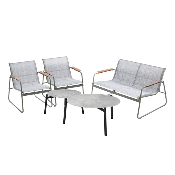  4-Seater Outdoor Lounge Set Grey Patio Furniture Table Chairs Garden Set