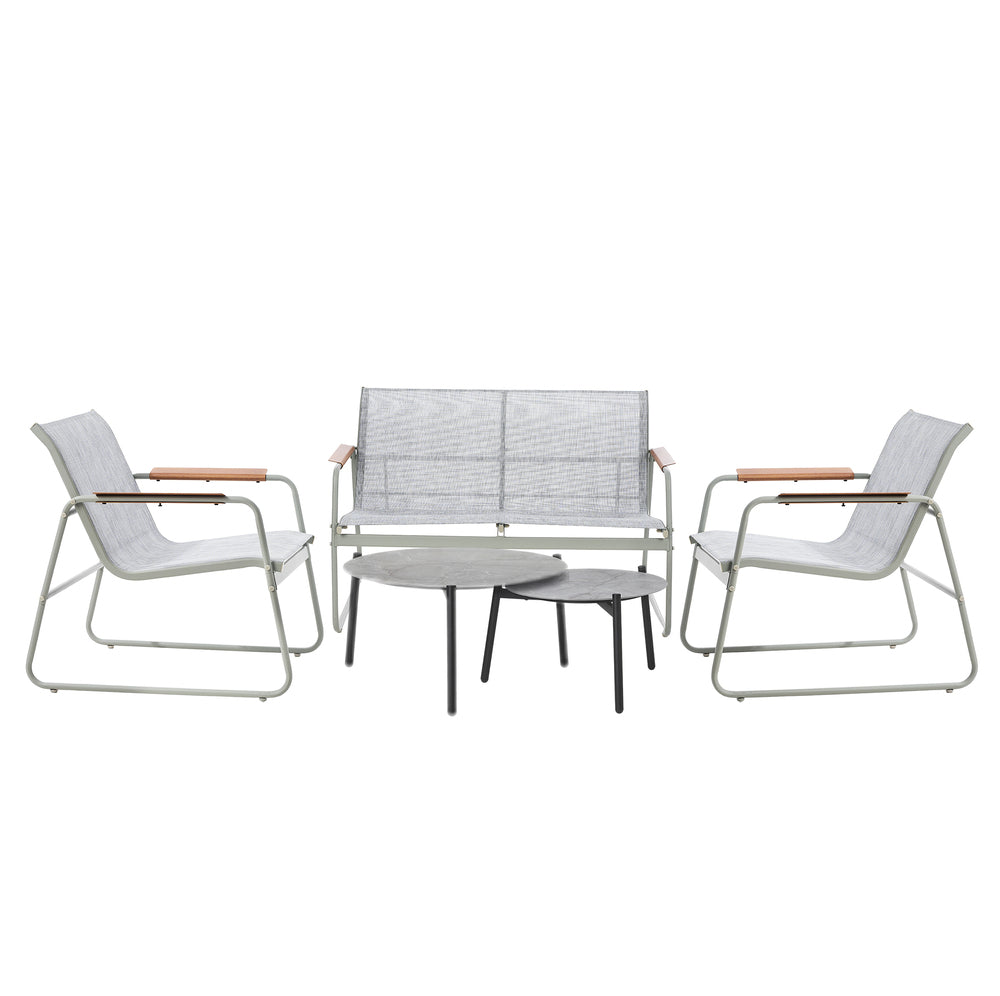 4-Seater Outdoor Lounge Set Grey Patio Furniture Table Chairs Garden Set