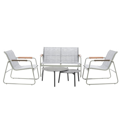 4-Seater Outdoor Lounge Set Grey Patio Furniture Table Chairs Garden Set