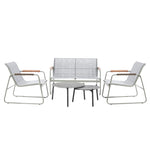 4-Seater Outdoor Lounge Set Grey Patio Furniture Table Chairs Garden Set