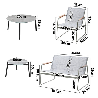 4-Seater Outdoor Lounge Set Grey Patio Furniture Table Chairs Garden Set