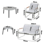 4-Seater Outdoor Lounge Set Grey Patio Furniture Table Chairs Garden Set
