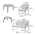 4-Seater Outdoor Lounge Set Grey Patio Furniture Table Chairs Garden Set