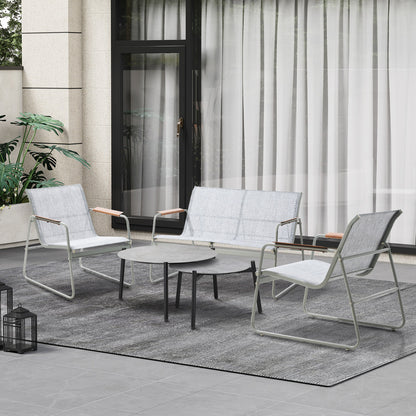 4-Seater Outdoor Lounge Set Grey Patio Furniture Table Chairs Garden Set