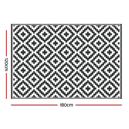 Outdoor Rugs 120x180cm Large Carpet Reversible Area Mat PP Dual-Sided Patio Rug Cross