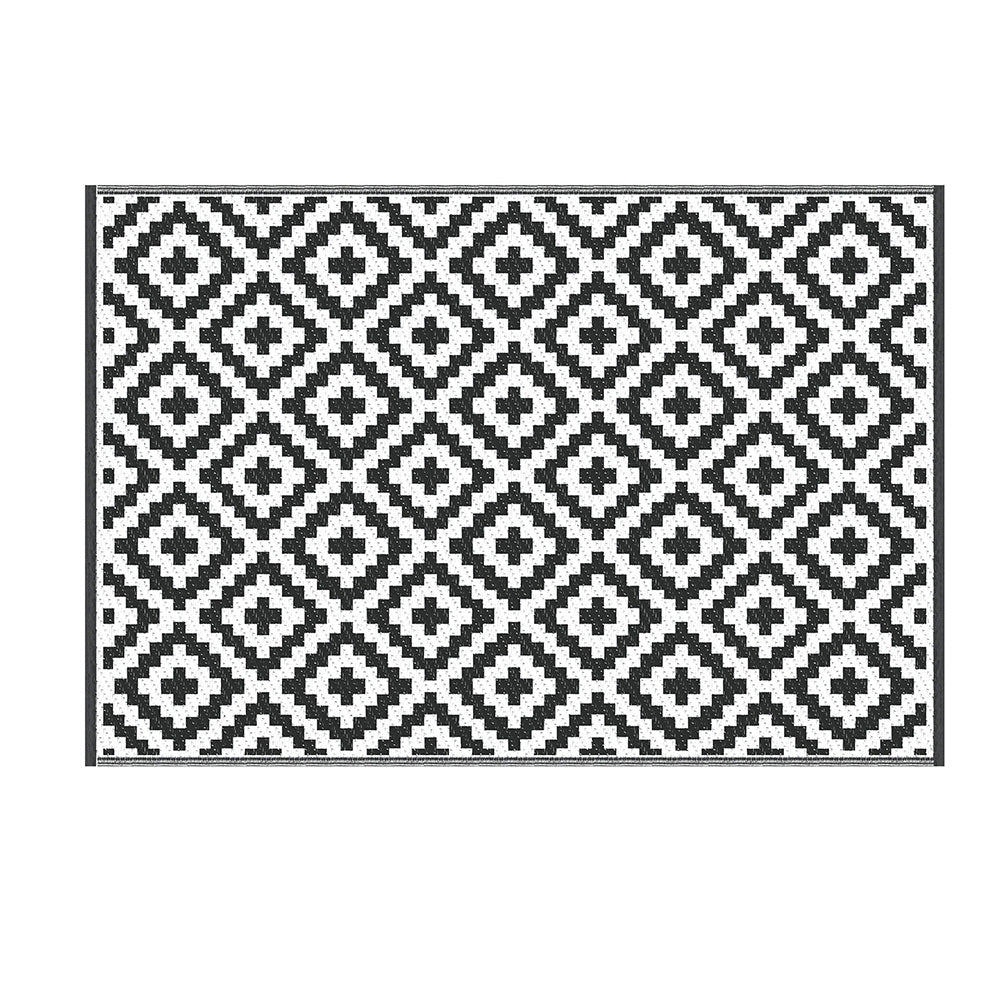 Outdoor Rugs 120x180cm Large Carpet Reversible Area Mat PP Dual-Sided Patio Rug Cross