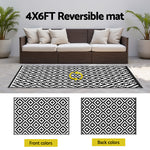 Outdoor Rugs 120x180cm Large Carpet Reversible Area Mat PP Dual-Sided Patio Rug Cross