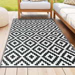 Outdoor Rugs 120x180cm Large Carpet Reversible Area Mat PP Dual-Sided Patio Rug Cross