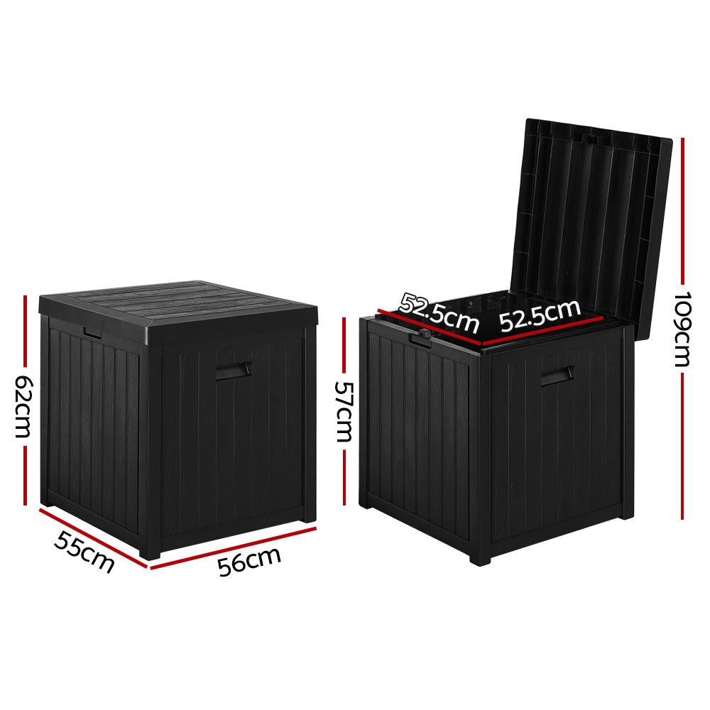 Outdoor Storage Box 195L Organiser Garden Bench Deck Toy Shed Tool Black