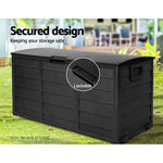 Outdoor Storage Box 290L Lockable Organiser Garden Deck Shed All Black