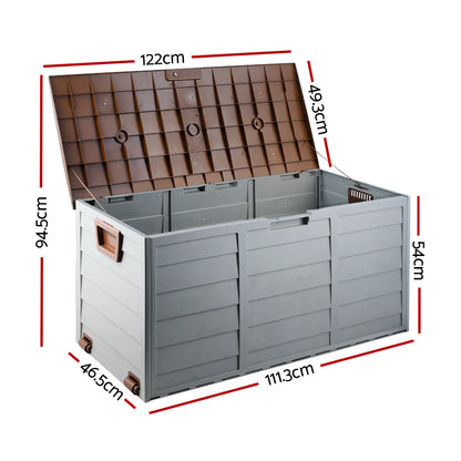 Outdoor Storage Box 290L Lockable Organiser Garden Deck Shed Tool Brown