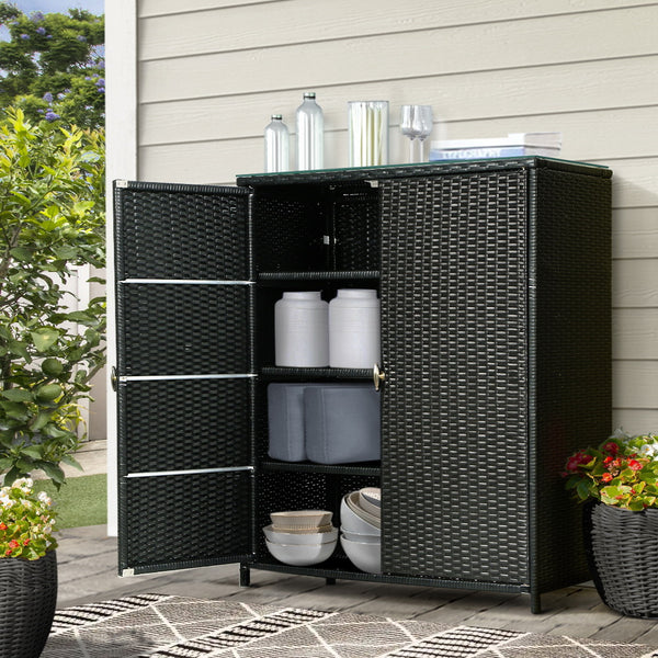  Outdoor Storage Cabinet Box Garage Wicker Shelf Chest Garden Shed Tools
