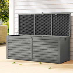 Outdoor Storage Box 390L Container Lockable Garden Bench Tools Toy Shed Black