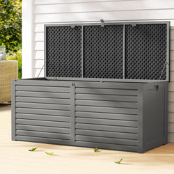 Outdoor Storage Box 490L Container Lockable Garden Bench Tools Toy Shed Black