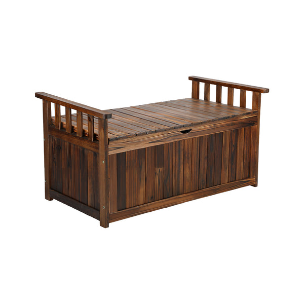  Outdoor Storage Box Wooden Garden Bench L Charcoal