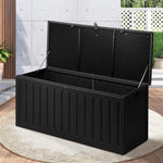 Outdoor Storage Box Bench 490L Cabinet Container Garden Deck Tool Black