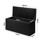 Outdoor Storage Box Bench 490L Cabinet Container Garden Deck Tool Black