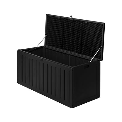 Outdoor Storage Box Bench 490L Cabinet Container Garden Deck Tool Black