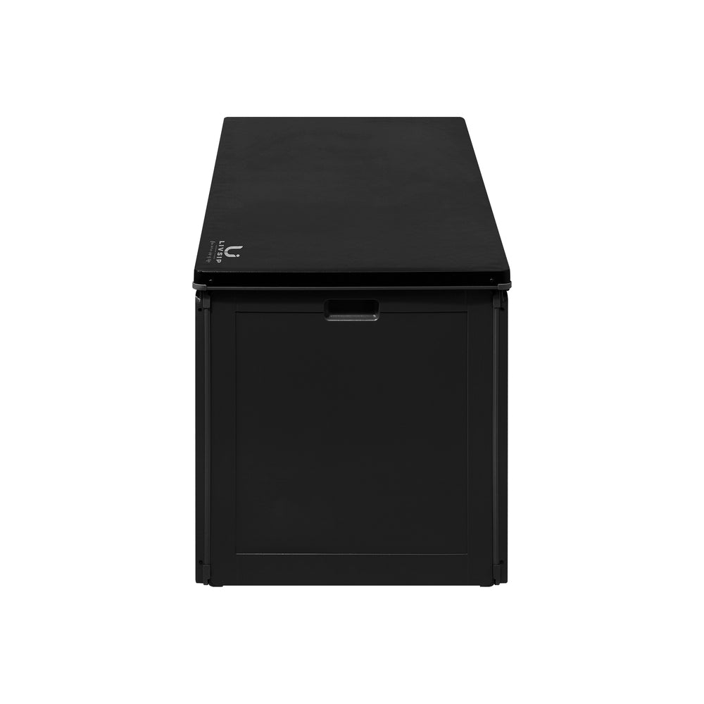 Outdoor Storage Box Bench 490L Cabinet Container Garden Deck Tool Black