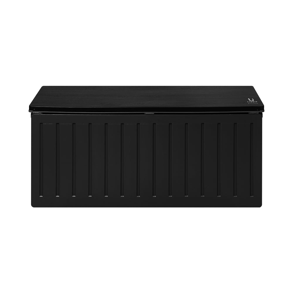 Outdoor Storage Box Bench 490L Cabinet Container Garden Deck Tool Black