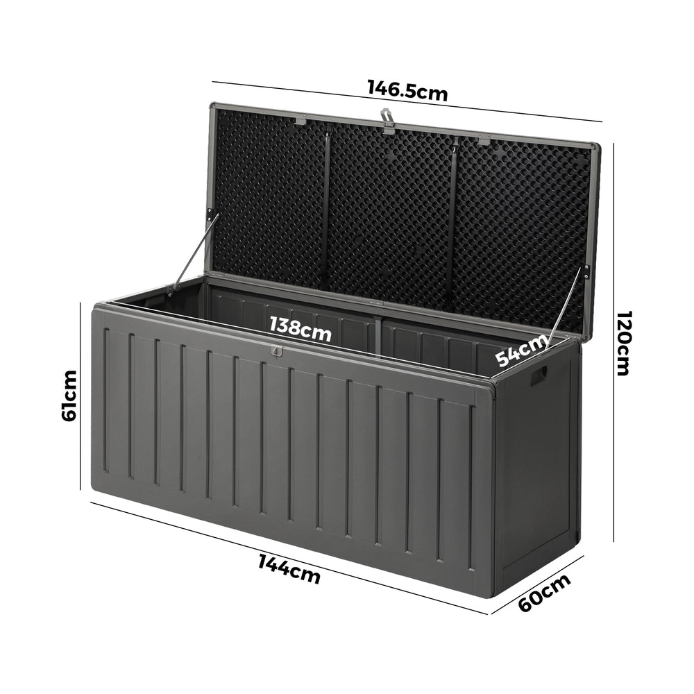 Outdoor Storage Box Bench 490L Cabinet Container Garden Deck Tool Grey
