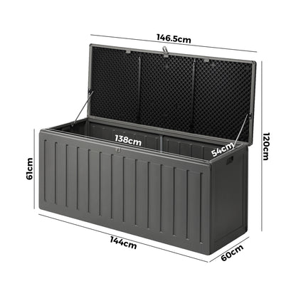 Outdoor Storage Box Bench 490L Cabinet Container Garden Deck Tool Grey