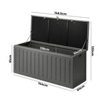Outdoor Storage Box Bench 490L Cabinet Container Garden Deck Tool Grey