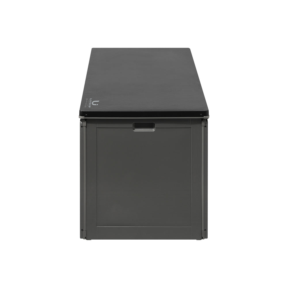 Outdoor Storage Box Bench 490L Cabinet Container Garden Deck Tool Grey