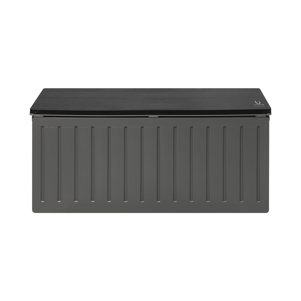 Outdoor Storage Box Bench 490L Cabinet Container Garden Deck Tool Grey