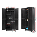 173Cm Outdoor Storage Cabinet Box Lockable Cupboard Sheds Garage Black